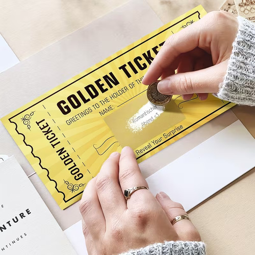 Goldenes ticket mit - goldenes,