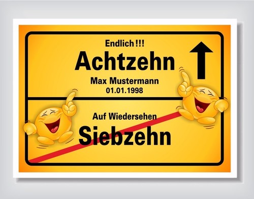 Ortsschild zum geburtstag - 18.,